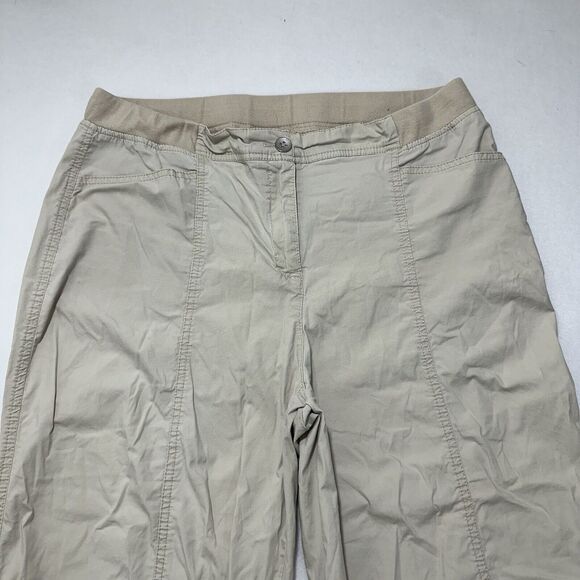 Chico's 2 Women's Large Khaki Beige Capri Pants 20" Inseam Stretch Lightweight - Picture 2 of 16